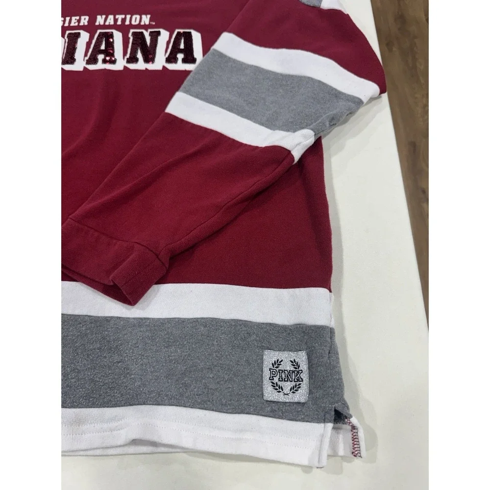 VICTORIA'S SECRET PINK W 5th & Ocean INDIANA V-Neck Sweatshirt Size L (AP0750)